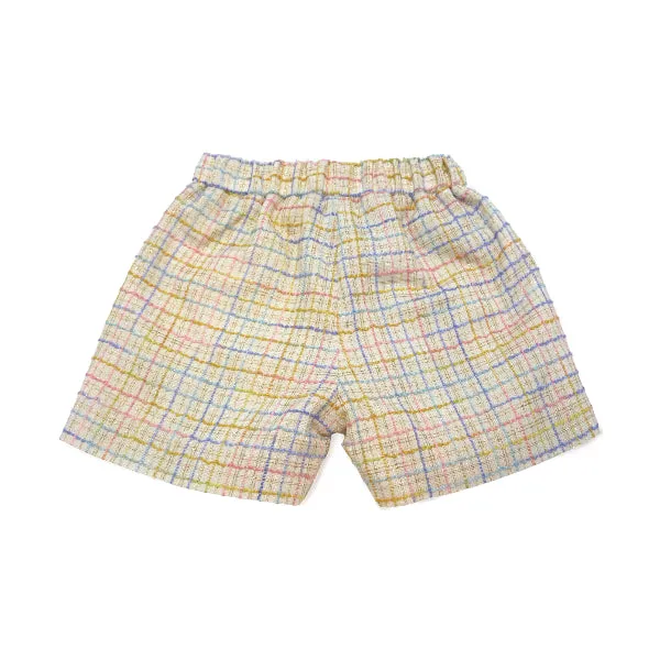 Plaid Tweed Shorts - Beige