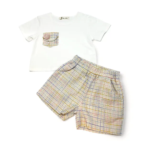 Plaid Tweed Shorts - Beige