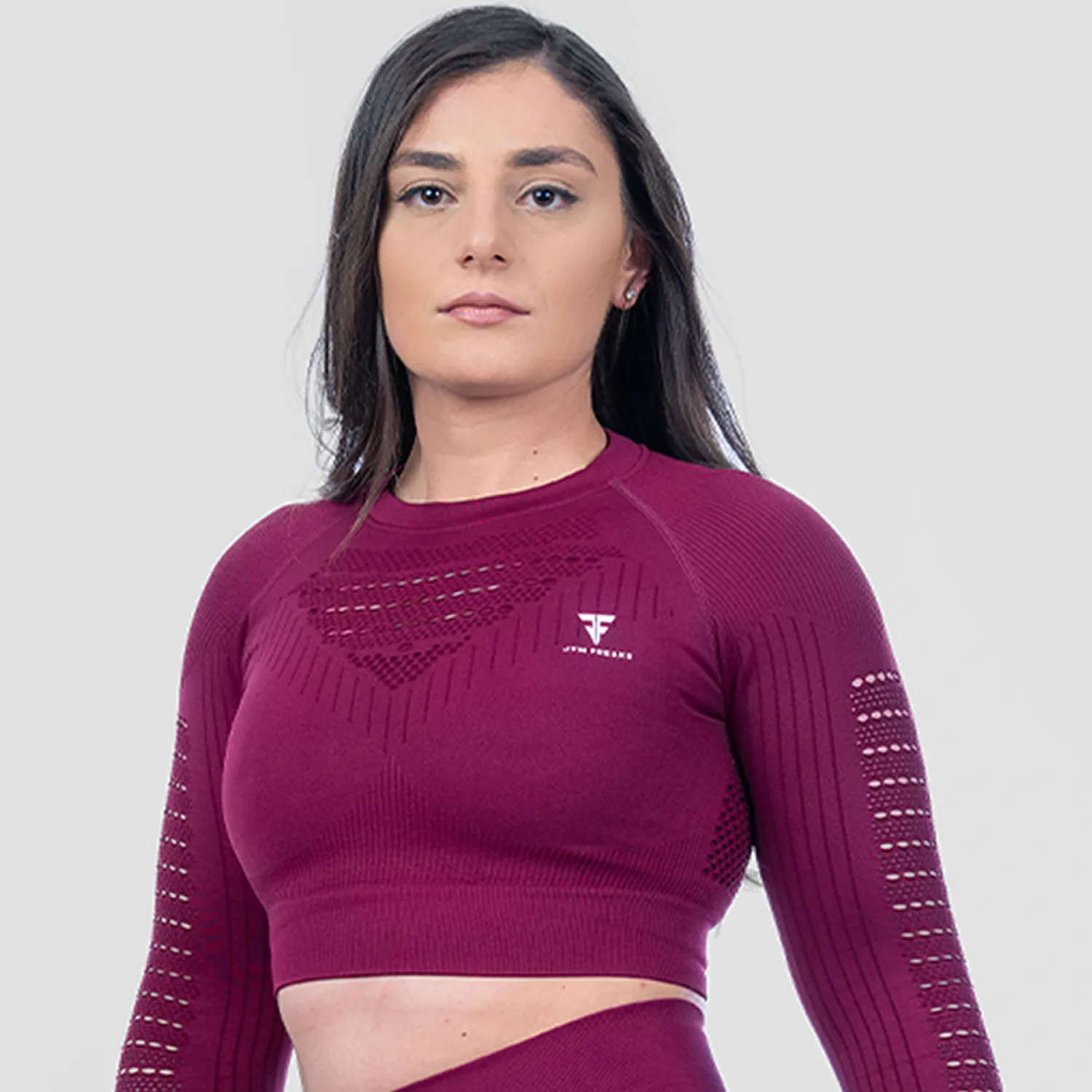 Power Packed Mesh Crop Top Maroon