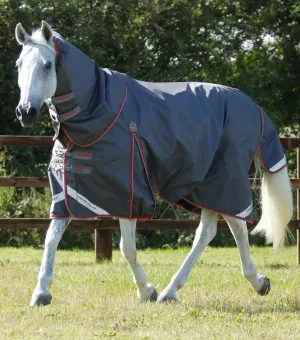 Premier Equine Buster 50g Turnout Rug with Snug-Fit Neck Cover Grey