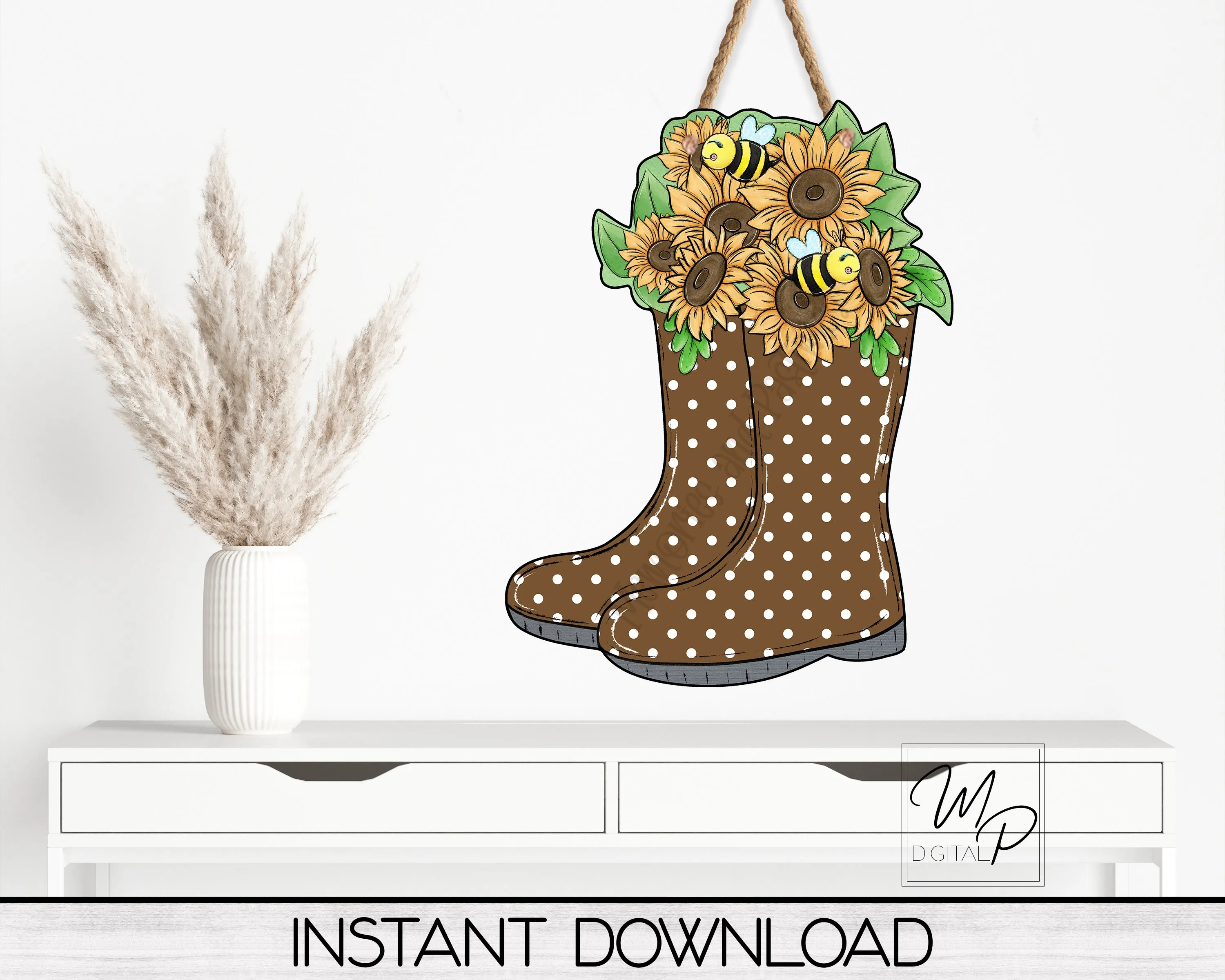 Rain Boots and Sunflowers PNG Design for Sublimation of Earrings, Door Hangers, Digital Download