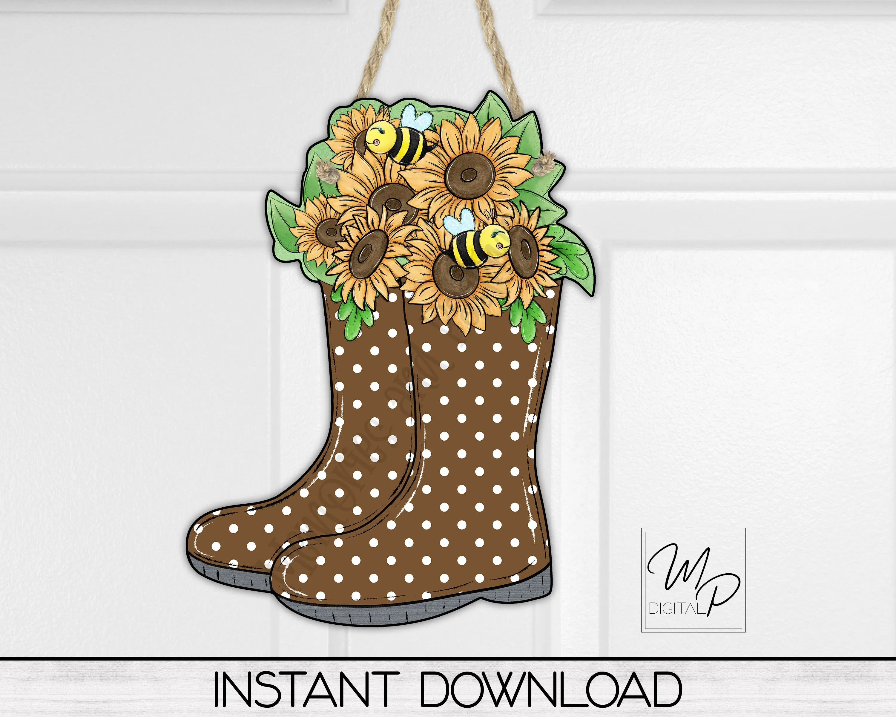 Rain Boots and Sunflowers PNG Design for Sublimation of Earrings, Door Hangers, Digital Download