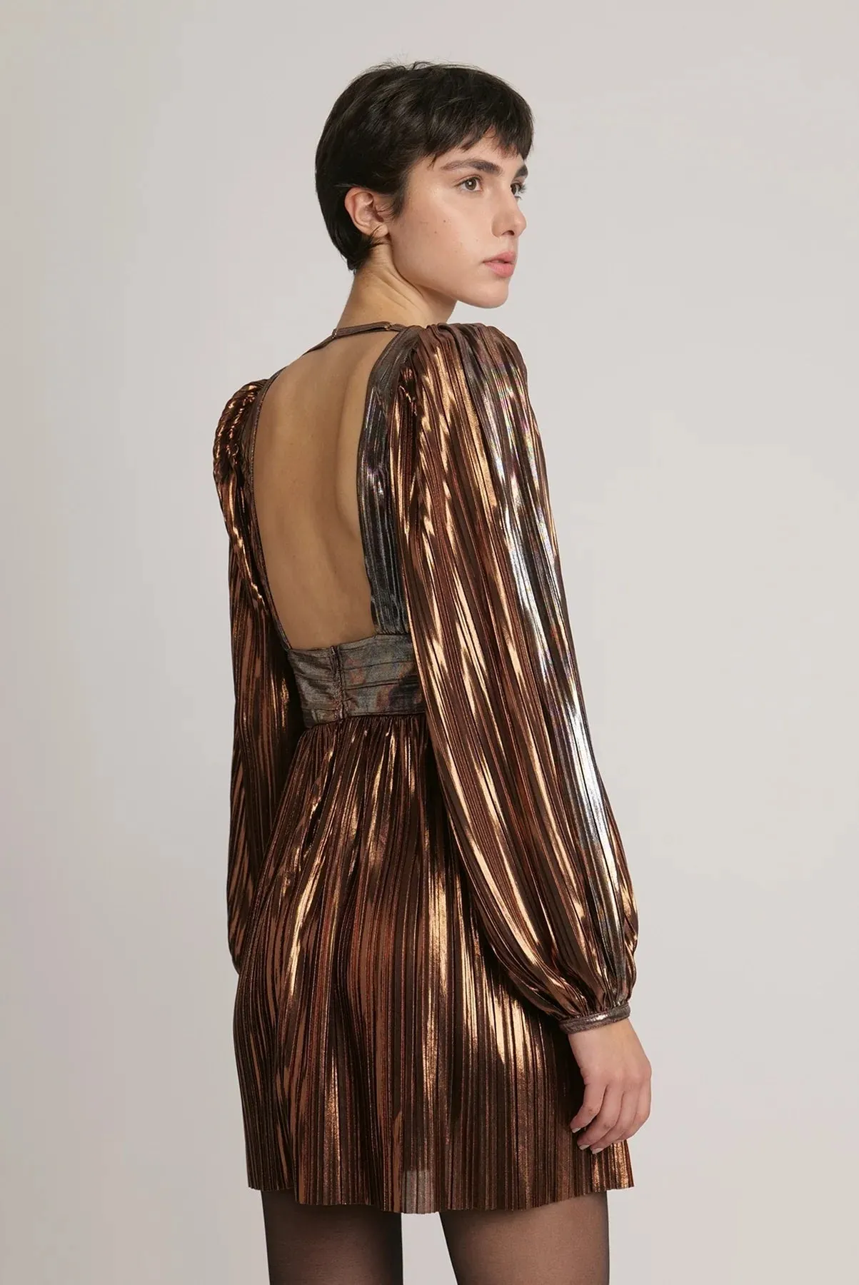 SABINA MUSAYEV WENDY MINI METALLIC DRESS