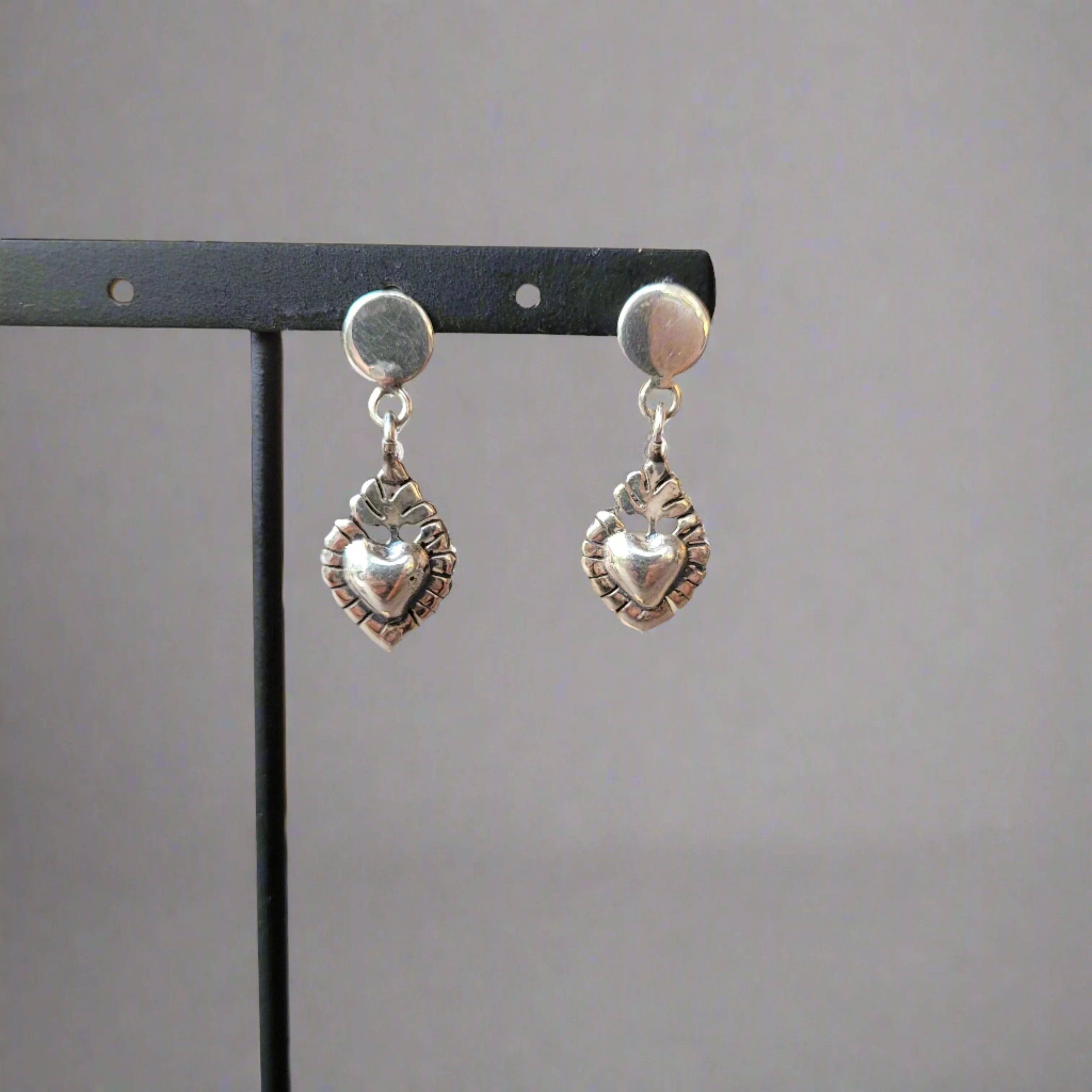 Sacred heart 925 silver earrings