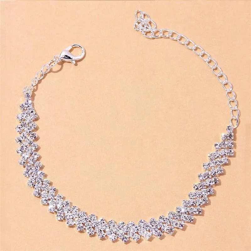 Shiny Cubic Zirconia Chain Anklets for Women