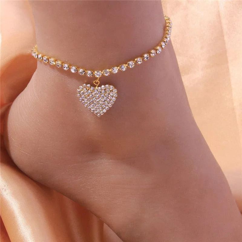 Shiny Cubic Zirconia Chain Anklets for Women