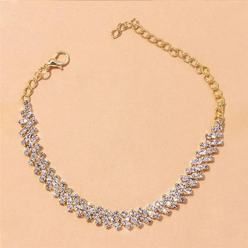 Shiny Cubic Zirconia Chain Anklets for Women