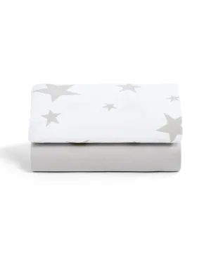 Snuz Fitted Crib Sheets 2 Pack - Grey Star