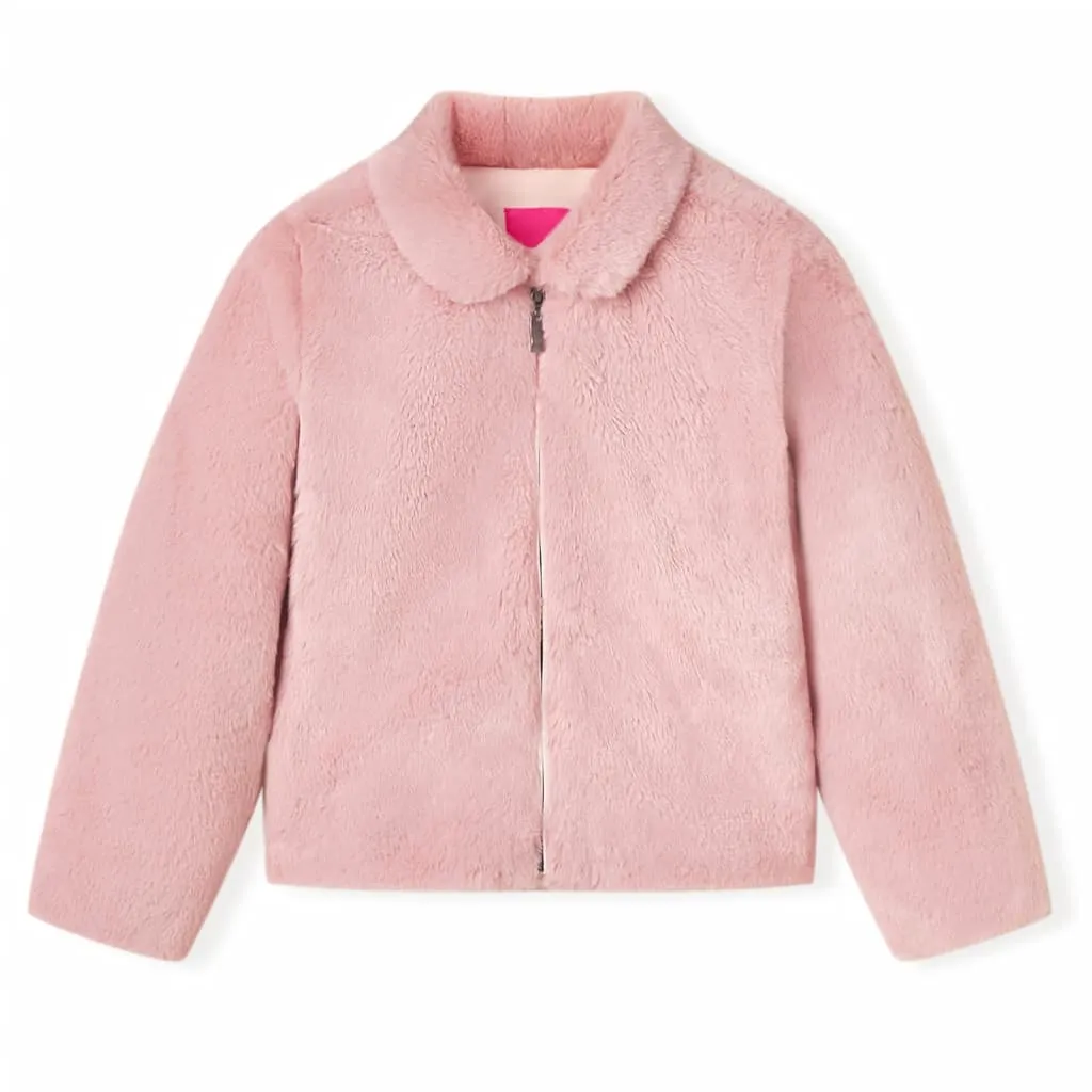 Stylish Kids' Faux Fur Coat in Pink - Warm & Comfortable Children's Jacket (Size 140, 9-10 Years)