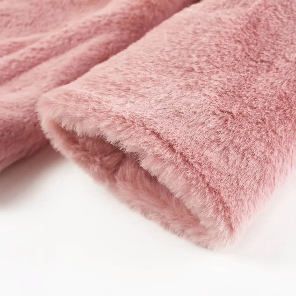 Stylish Kids' Faux Fur Coat in Pink - Warm & Comfortable Children's Jacket (Size 140, 9-10 Years)