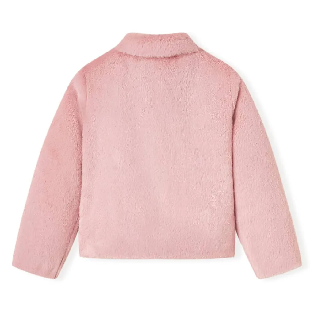 Stylish Kids' Faux Fur Coat in Pink - Warm & Comfortable Children's Jacket (Size 140, 9-10 Years)