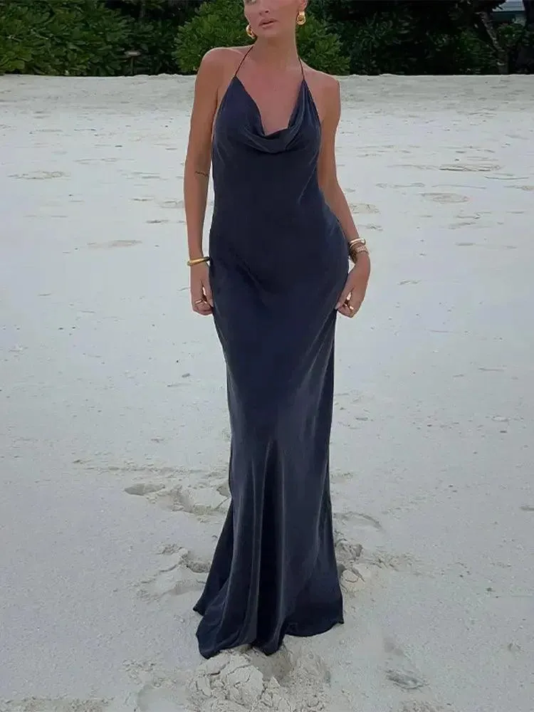 Sultry Backless Maxi Dress: Elegant Clubwear for Stylish Women