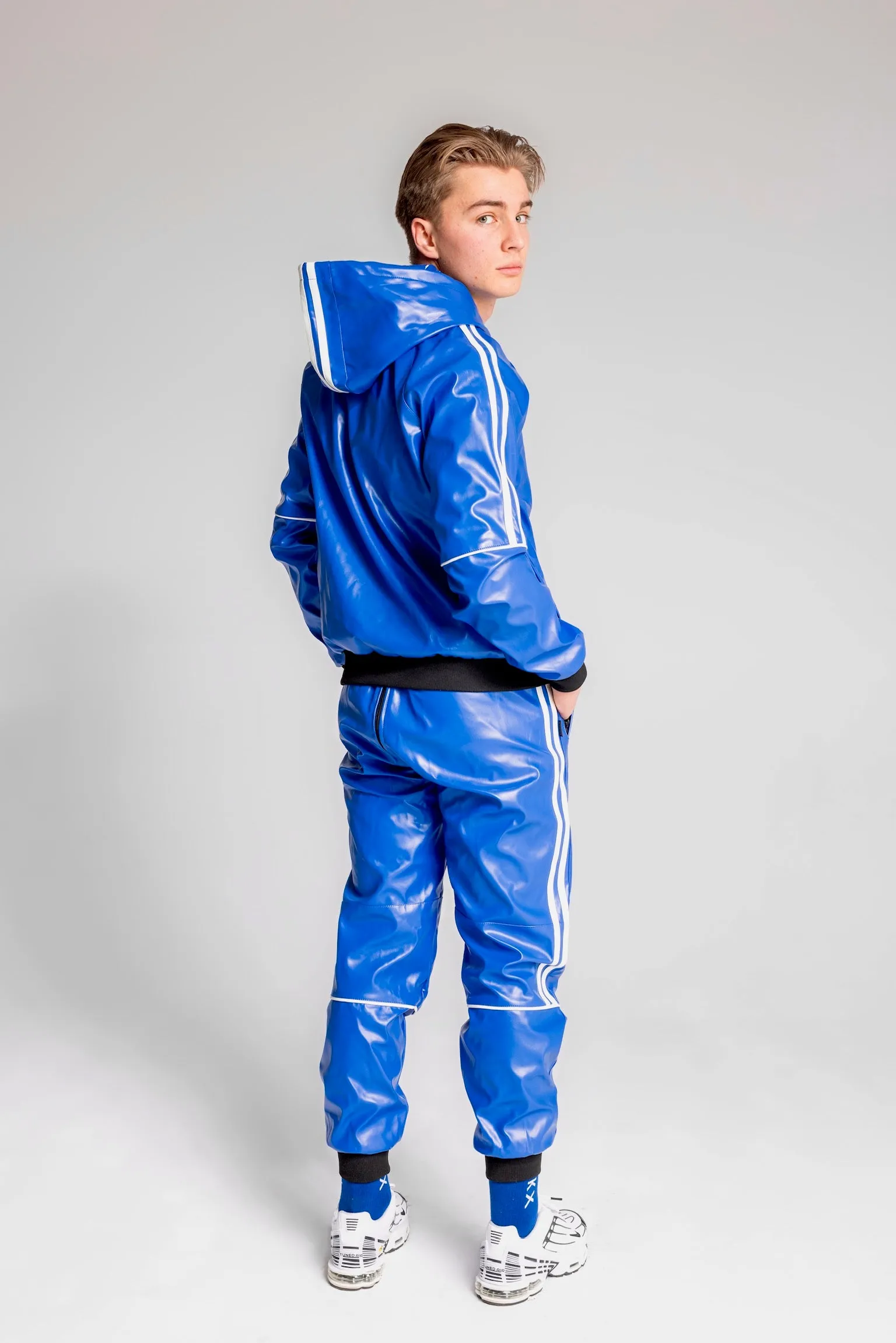 superhero jacket I blue/white I vegan leather