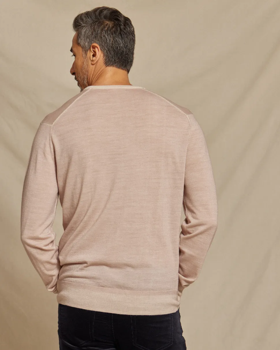 The Banks - LS Lightweight MERINOmax Crew Neck Sweater - Light Taupe