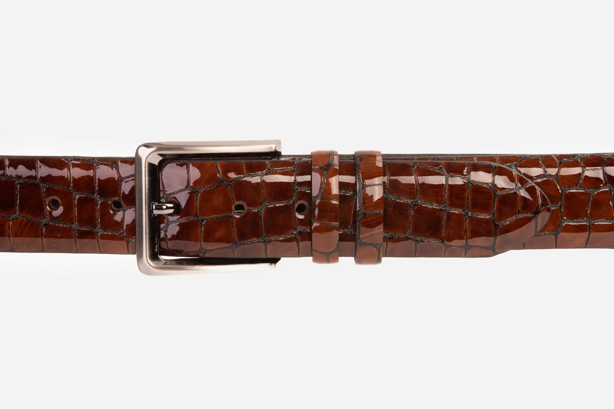 The Cordova Brown Patent Leather Belt