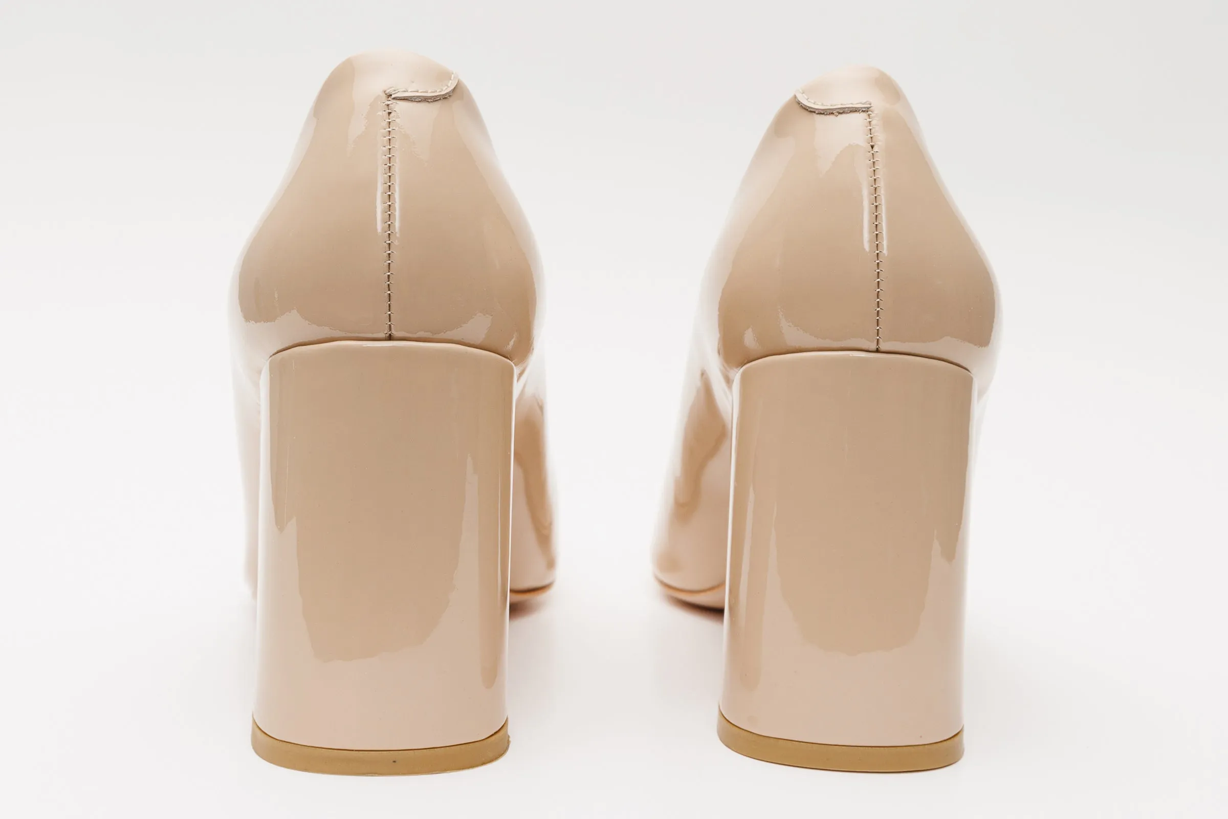 The Ferrara Cream Patent Leather Block Heel Pump Women Shoe