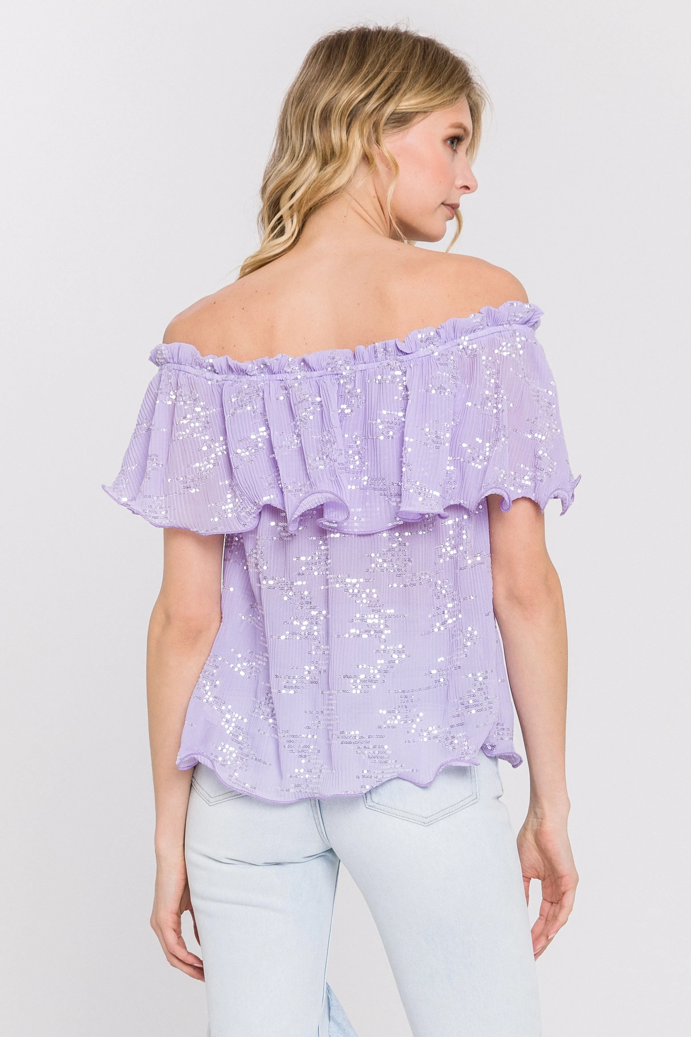 Tiered Sequin Chiffon Top