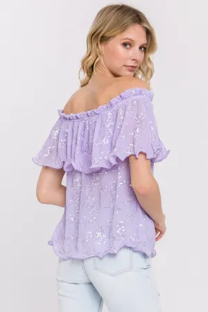 Tiered Sequin Chiffon Top