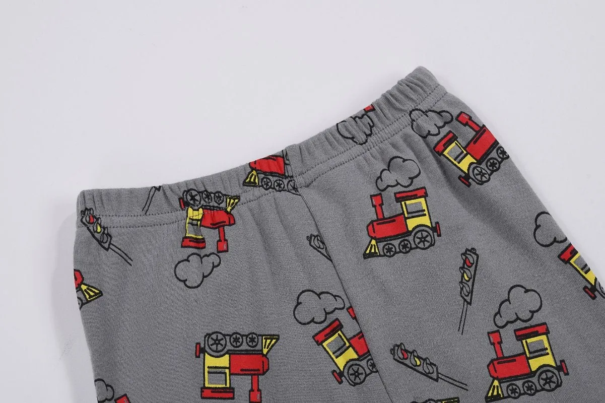 Toddler/Kid Boy's Short Sleeve Train Pattern Pajama Set