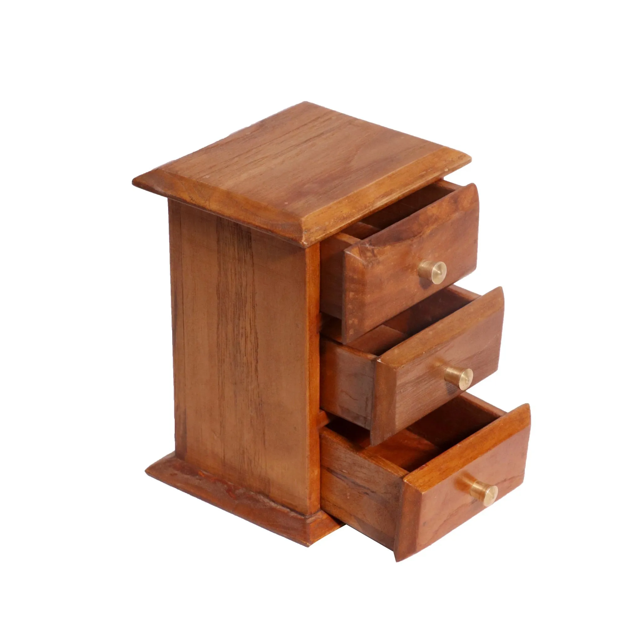 Triple Drawer Wooden Premium Desk Organiser (Natural Tone)