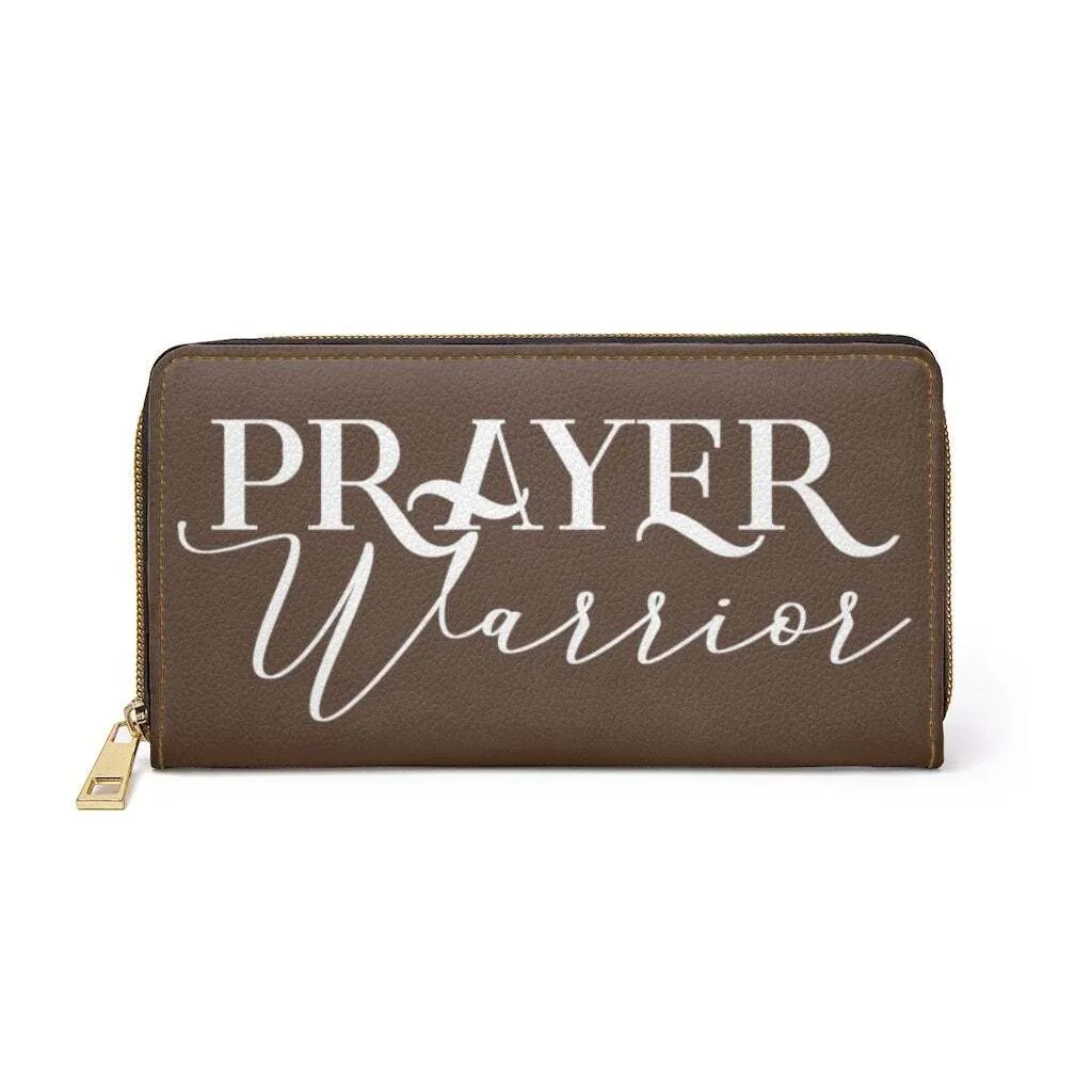 Uniquely You Womens Wallet - Zip Purse / Dark Brown & White Prayer Warrior