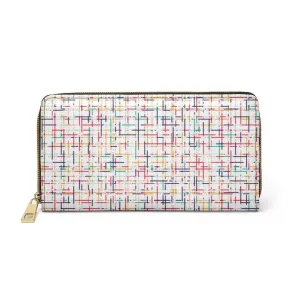 Uniquely You Womens Wallet - Zip Purse / White Multicolor Pin Stripe