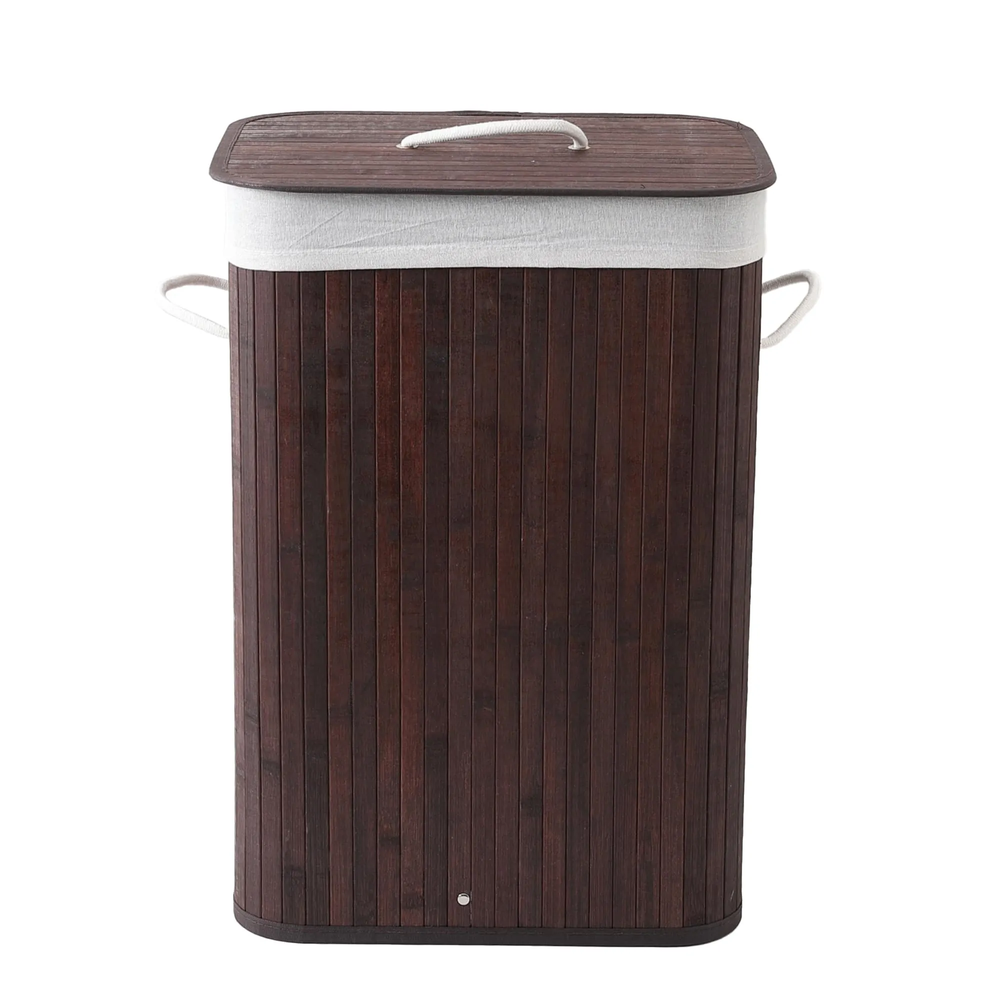 USHA SHRIRAM Bamboo Laundry Basket | 72 L | Foldable Laundry Basket for Clothes with Lid | Sustainable & Eco-Friendly Laundry Bag |Cloth Basket for Laundry | Dark Brown, Pack of 1