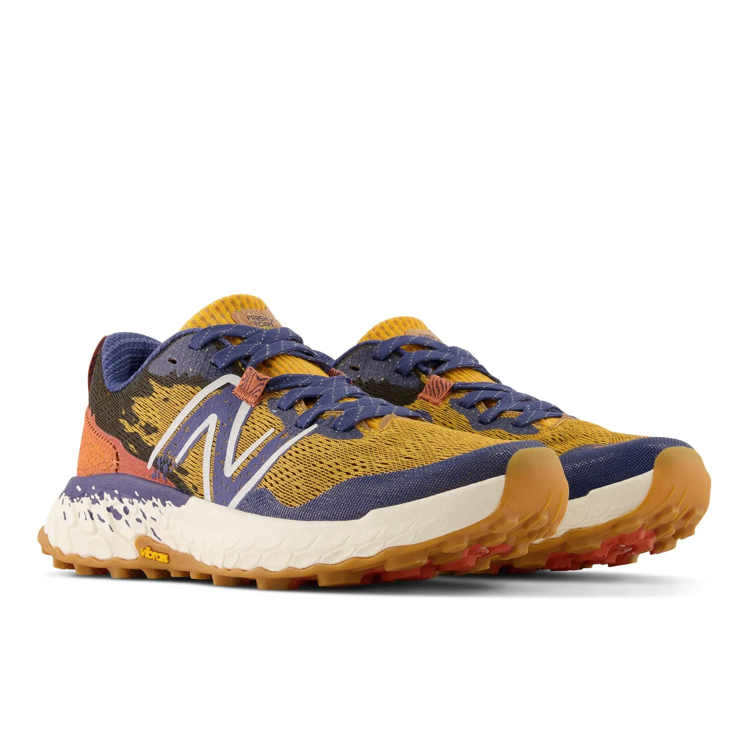 Women's New Balance Fresh Foam X Hierro v7 Color: Golden Hour with Moon Shadow & Red Clay