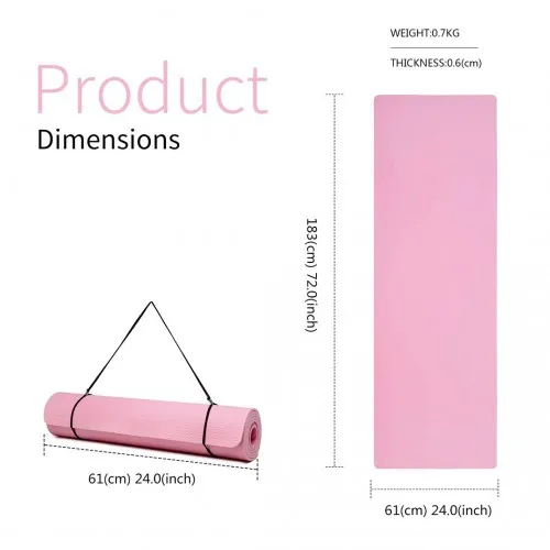 Yoga-1 Kono TPE Non-slip Classic Yoga Mat - Pink | Eco-friendly, Non-Slip, Lightweight & Comfortable